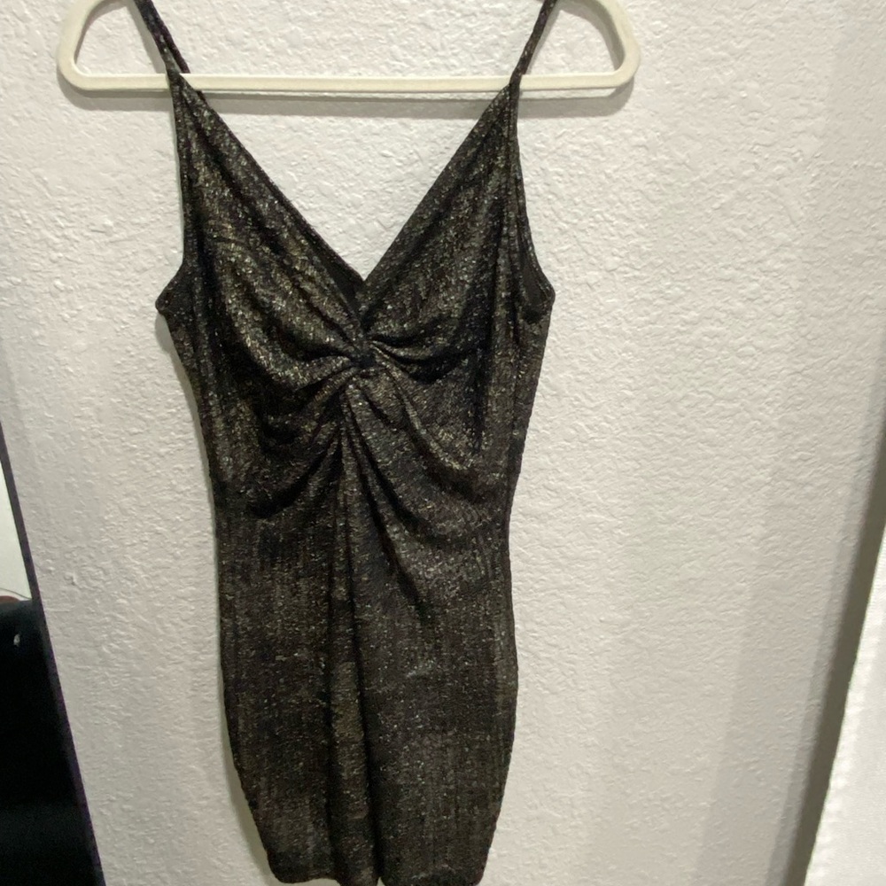 Astr Black Metallic Mini Dress
